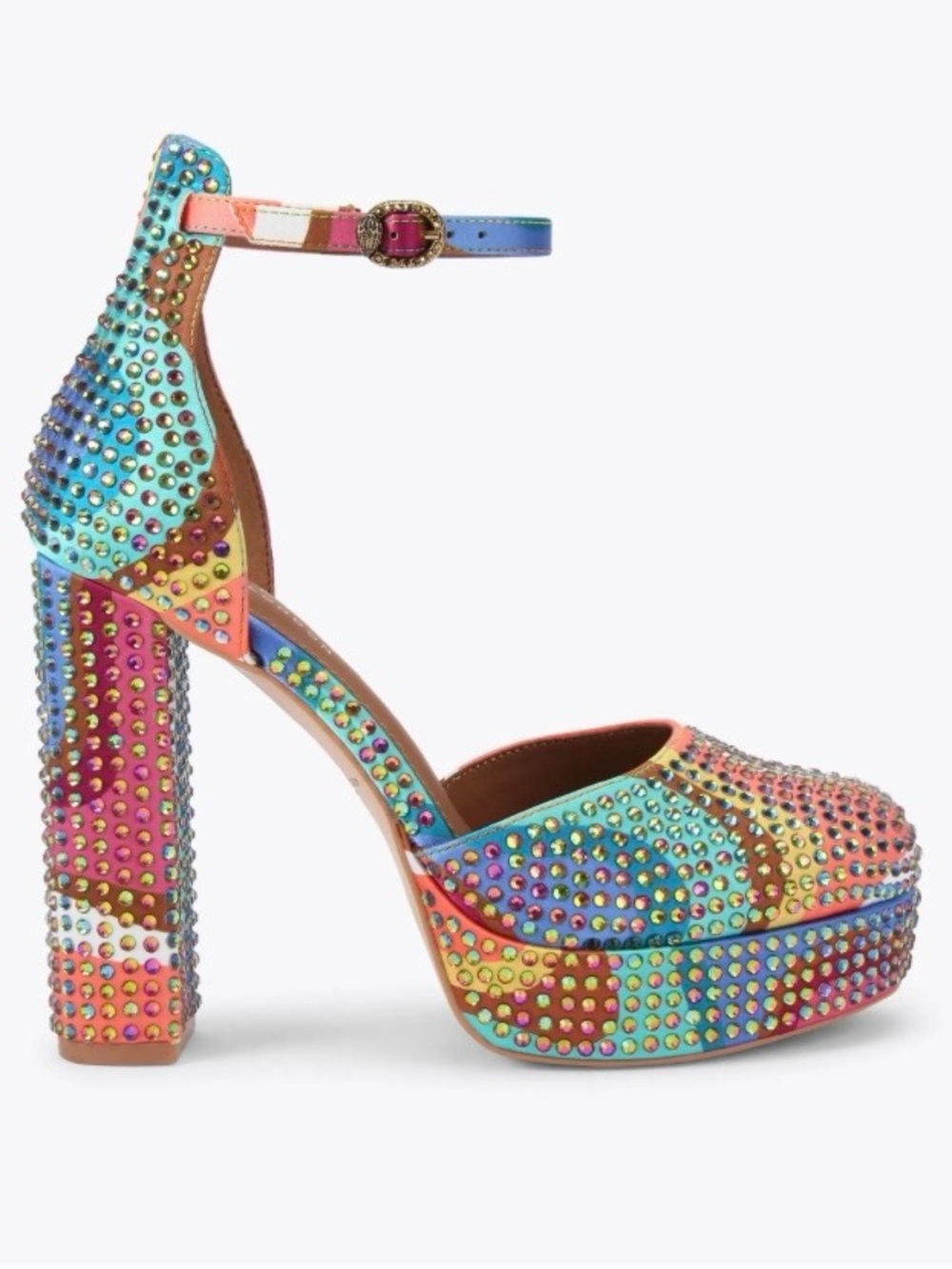 Kurt Geiger Shoreditch Platform Court Heels Rainbow Rhinestone Size 38/ US 7.5 - Picture 3 of 15